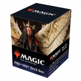 Ultra Pro Deck Box - MTG March of the Machine D - The Gathering Ultra Pro deck box with dark fantasy artwork of a winged, horned figure on textured tan and black background.