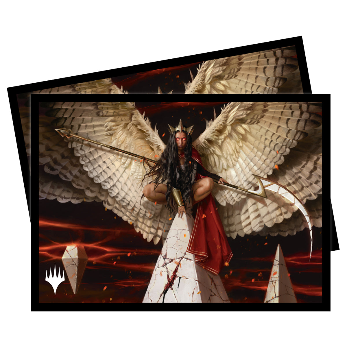Ultra Pro Sleeves - MTG March of the Machine D - The Gathering card sleeves featuring dark winged character with spear over pyramid design.