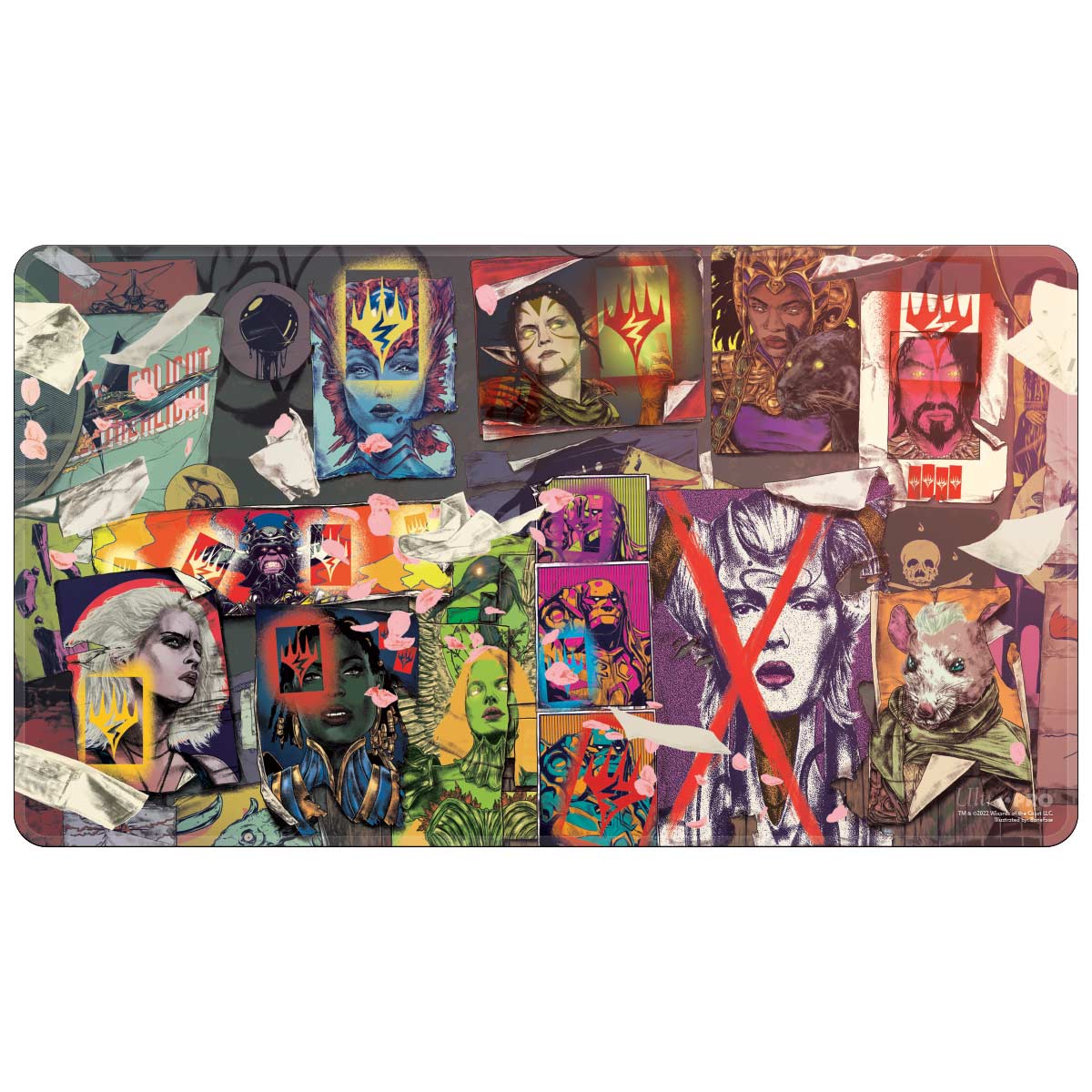 Ultra Pro Holofoil Playmat - MTG March of the Machine - The Gathering March of the Machine Ultra Pro Holofoil playmat with vibrant character and symbol artwork.