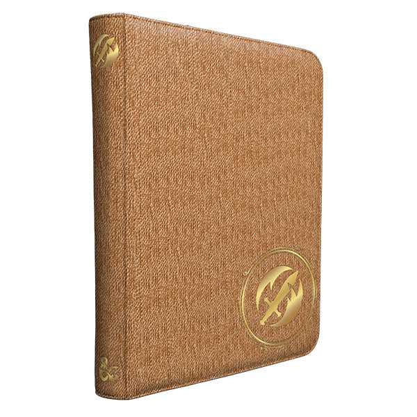 D&D Class Premium Campaign Journal - Fighter Class (PREORDER) - Brown textured hardcover journal with rounded corners and gold embossed fighter class emblem on front and spine.