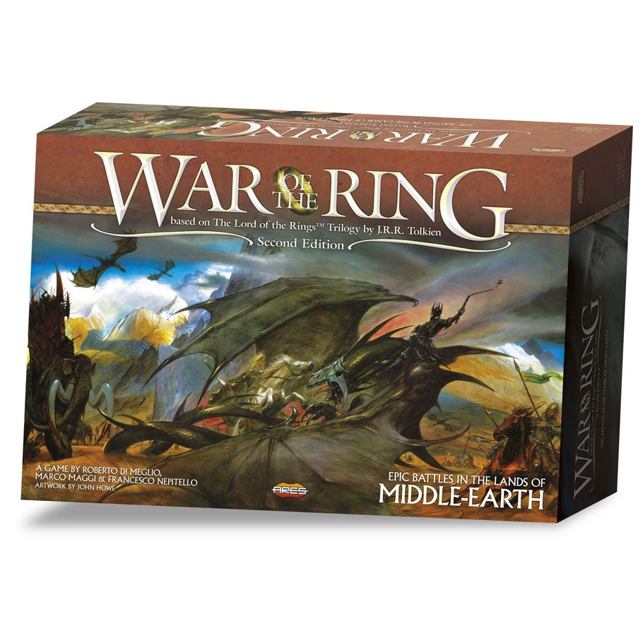 LotR: War of the Ring 2nd Edition - War of the Ring 2nd Edition board game box with epic Middle-earth battle artwork and dark fantasy theme.