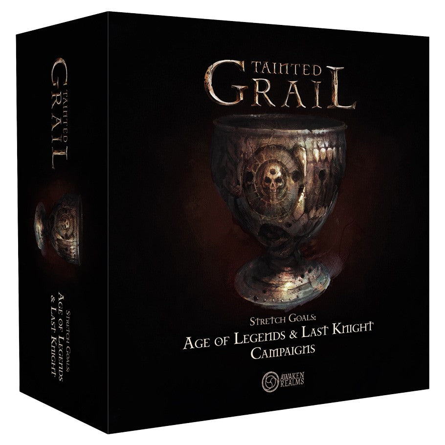 Tainted Grail: Stretch Goals - Stretch Goals expansion featuring a dark chalice with skull and intricate details on the front.