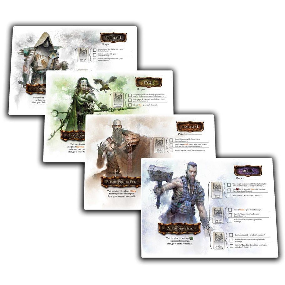 Tainted Grail: Echoes of the Past Expansion - Echoes of the Past Expansion featuring detailed fantasy art and stats.