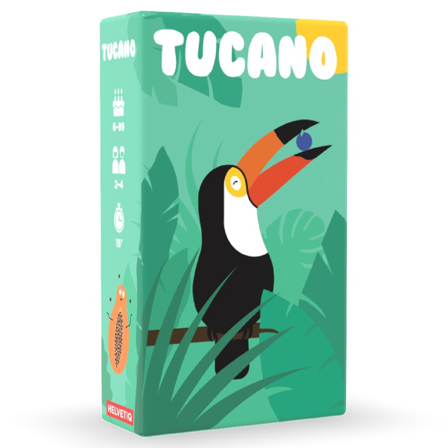 Tucano - Tucano card game box with colorful toucan illustration on green leafy background.