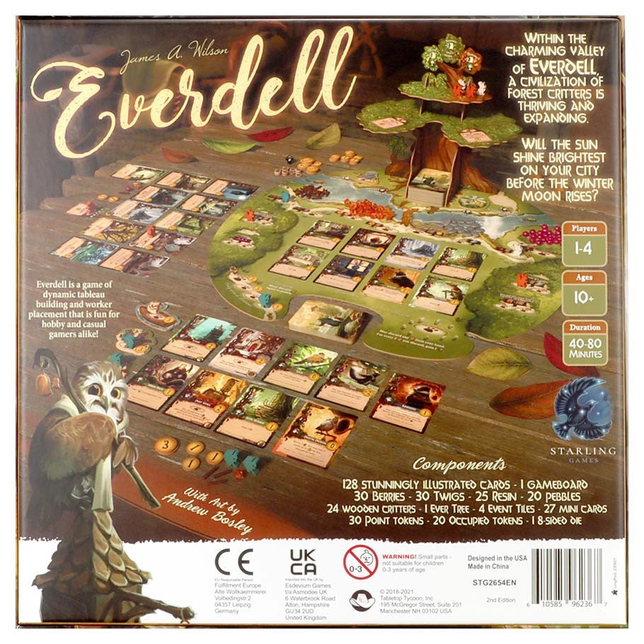 Everdell 3rd Ed - Everdell board game box featuring colorful woodland-themed cards, detailed game tokens, a vibrant illustrated board, and a.