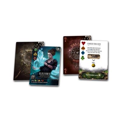 Etherfields: Funeral Witch Campaign - Funeral Witch Campaign, featuring dark fantasy artwork and colorful icons with text on white and dark backgrounds.