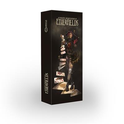 Etherfields: Advanced Heroes - Advanced Heroes expansion box with dark fantasy art and detailed character illustration.