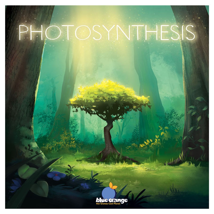 Photosynthesis - Tree with glowing yellow leaves in a sunlit forest clearing surrounded by tall trees.