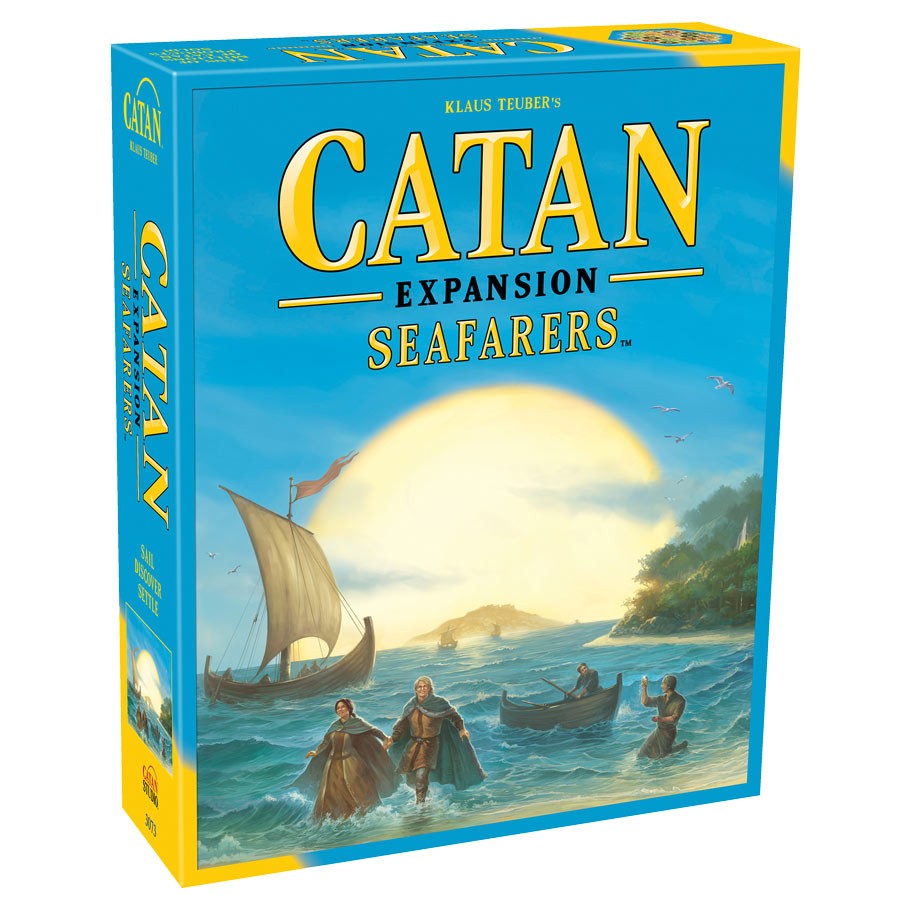 Catan Expansion: Seafarers - Catan Expansion Seafarers board game box with ocean, sailing ship, and island artwork.
