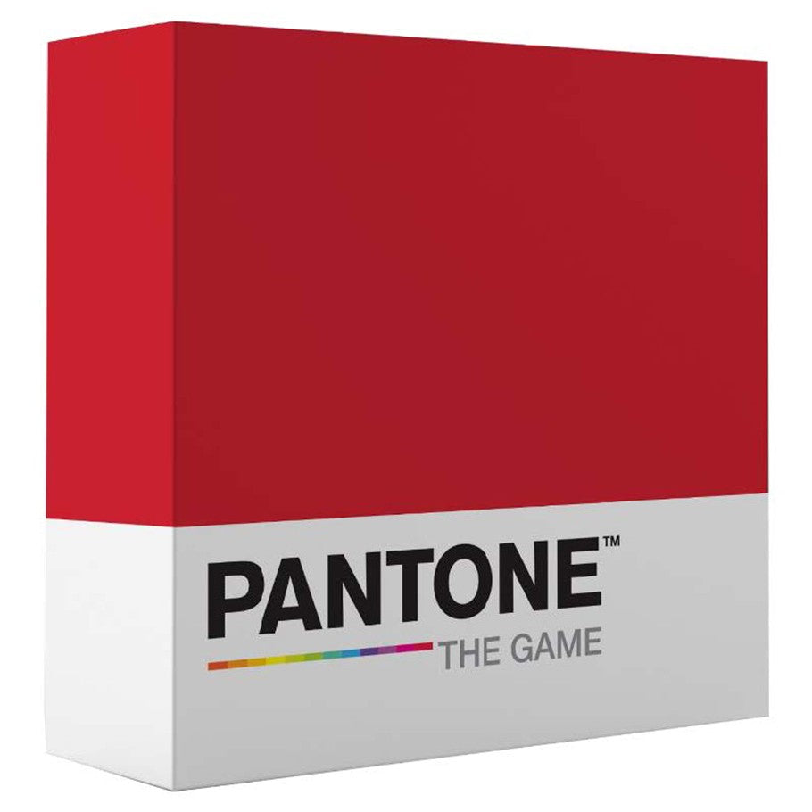 Pantone - Red and white Pantone board game box with colorful logo and black text reading "The Game".