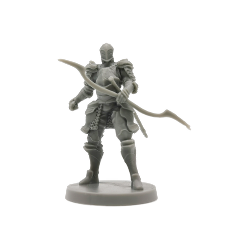 Dark Souls Mini: Alonne Knights - Gray miniature figurine of armored knight holding a long, curved weapon in battle stance.