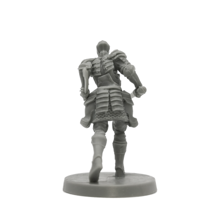 Dark Souls Mini: Alonne Knights - Gray miniature figure of a heavily armored medieval knight standing on a round base.