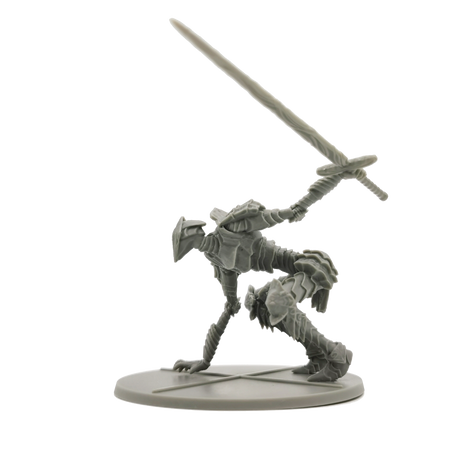 Dark Souls Mini: Dread Knights of Renown - Gray miniature figurine of a skeletal knight wielding a large sword, mounted on a round base.