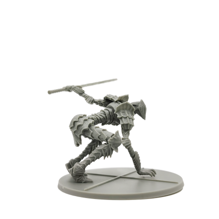 Dark Souls Mini: Dread Knights of Renown - Gray plastic miniature figure of a skeletal knight crouching with a large, jagged sword and spiked armor on a round base.