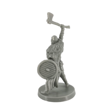 Dark Souls Mini: Unkindled Heroes Pack 2 - Gray plastic miniature figurine of a warrior holding an axe and round shield, standing on a circular base.