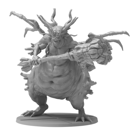 Dark Souls Mini: Protector of the Asylum - Gray detailed miniature figure of the Protector of the Asylum from Dark Souls holding a large spiked club.
