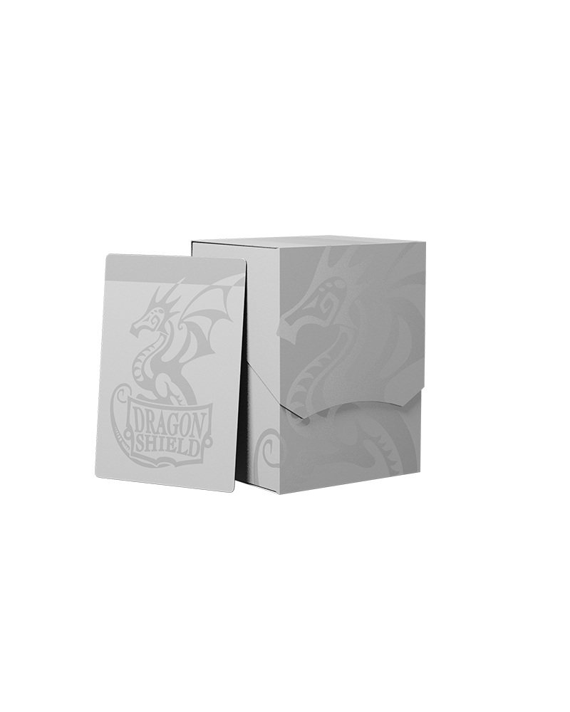 Dragon Shield Deck Shell - Ashen White - Ashen white Dragon Shield Deck Shell box with embossed dragon logo and smooth matte finish.