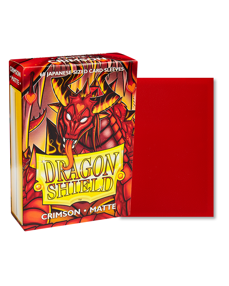 Dragon Shield Japanese Size 60ct Box - Matte Crimson - Dragon Shield Japanese Size 60ct Box with matte crimson card sleeve and red dragon artwork on packaging.