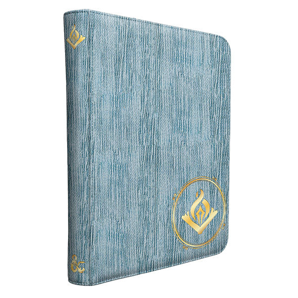 D&D Class Premium Campaign Journal - Wizard Class (PREORDER) - Light blue textured journal with rounded corners and a gold D&D wizard class emblem on the front cover.