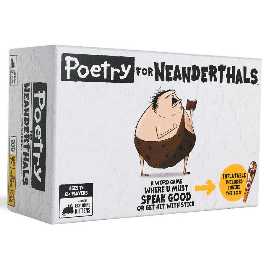 Poetry for Neanderthals - Poetry for Neanderthals board game box with cartoon caveman and tagline about speaking simple words.