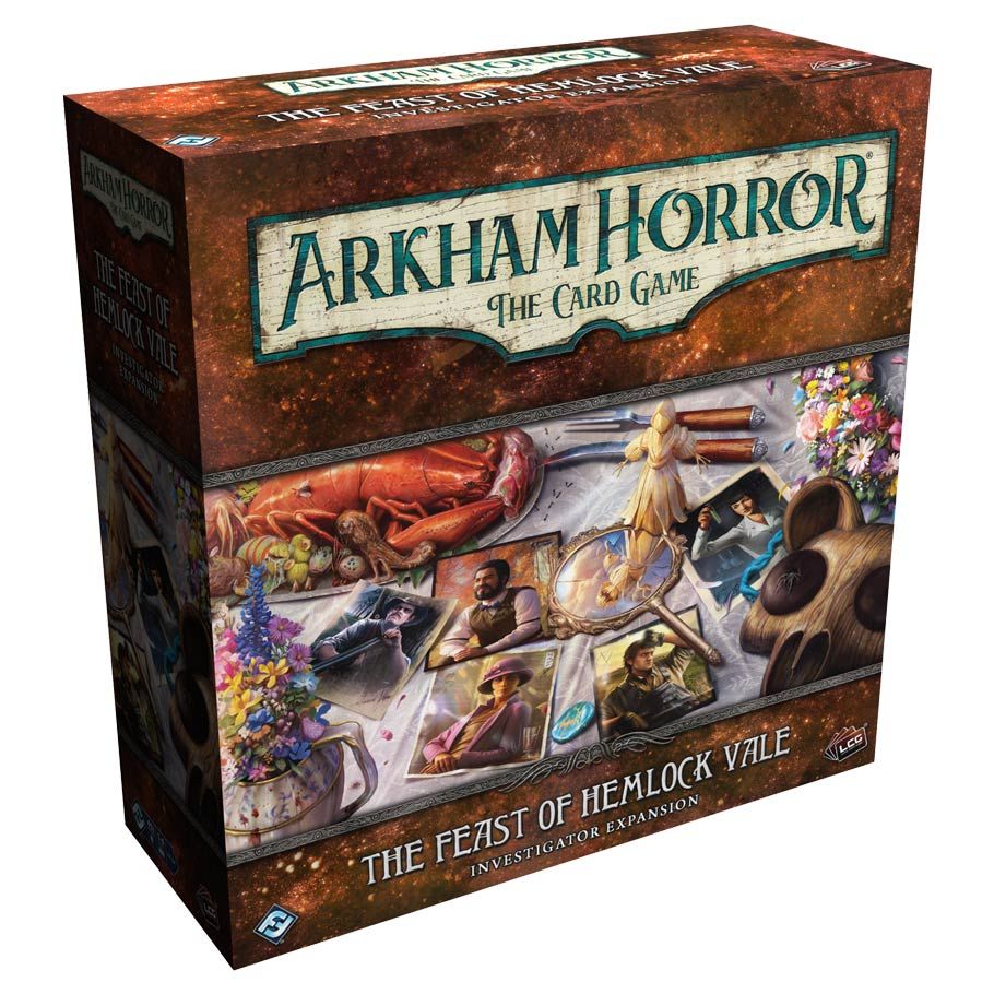 Arkham Horror LCG: The Feast of Hemlock Vale Investigator Expansion - Arkham Horror card game expansion box with Victorian-style artwork and dark fantasy elements.