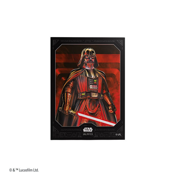 Gamegenic Premium Art Sleeves: Star Wars: Unlimited - Darth Vader Unstoppable (PREORDER) - Black-bordered card sleeves featuring Darth Vader in red and black tones with a lightsaber and a glossy finish.