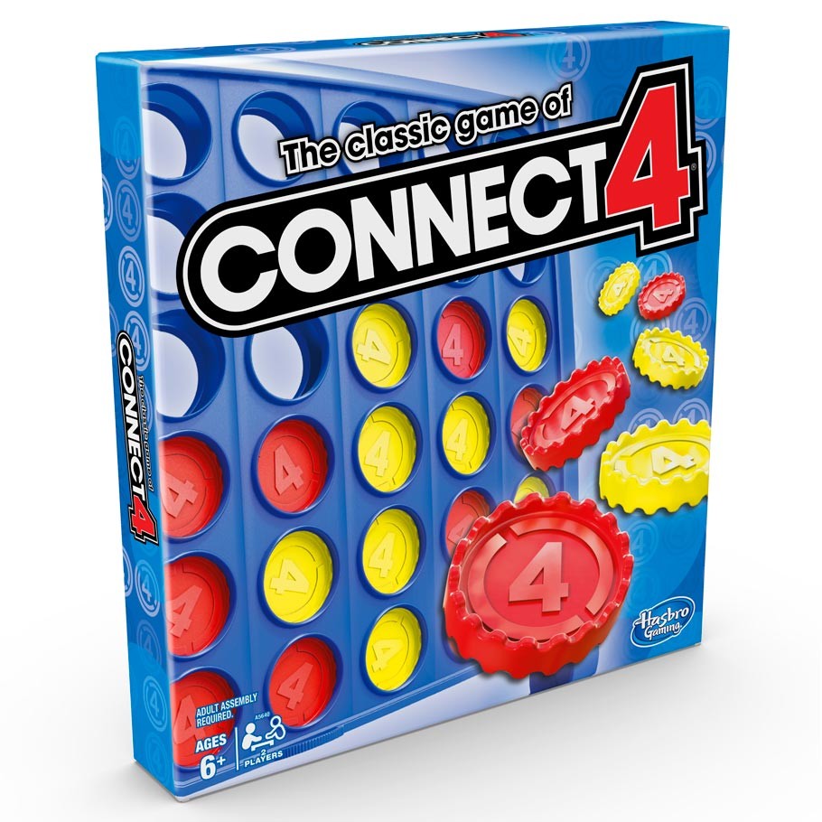Connect 4 Grid - Connect 4 game box featuring red and yellow checkers and a blue grid background.