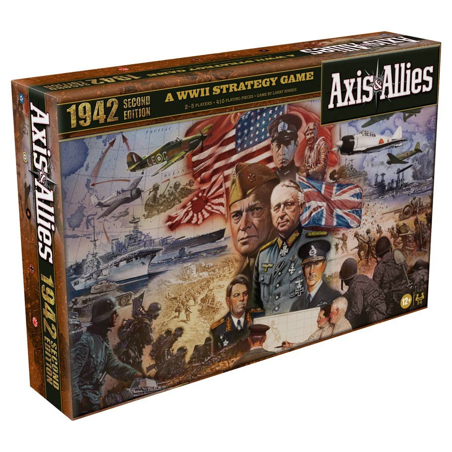 Axis & Allies 1942 2nd Edition - Axis & Allies 1942 2nd Edition board game box with WWII-themed artwork including military leaders and combat scenes.