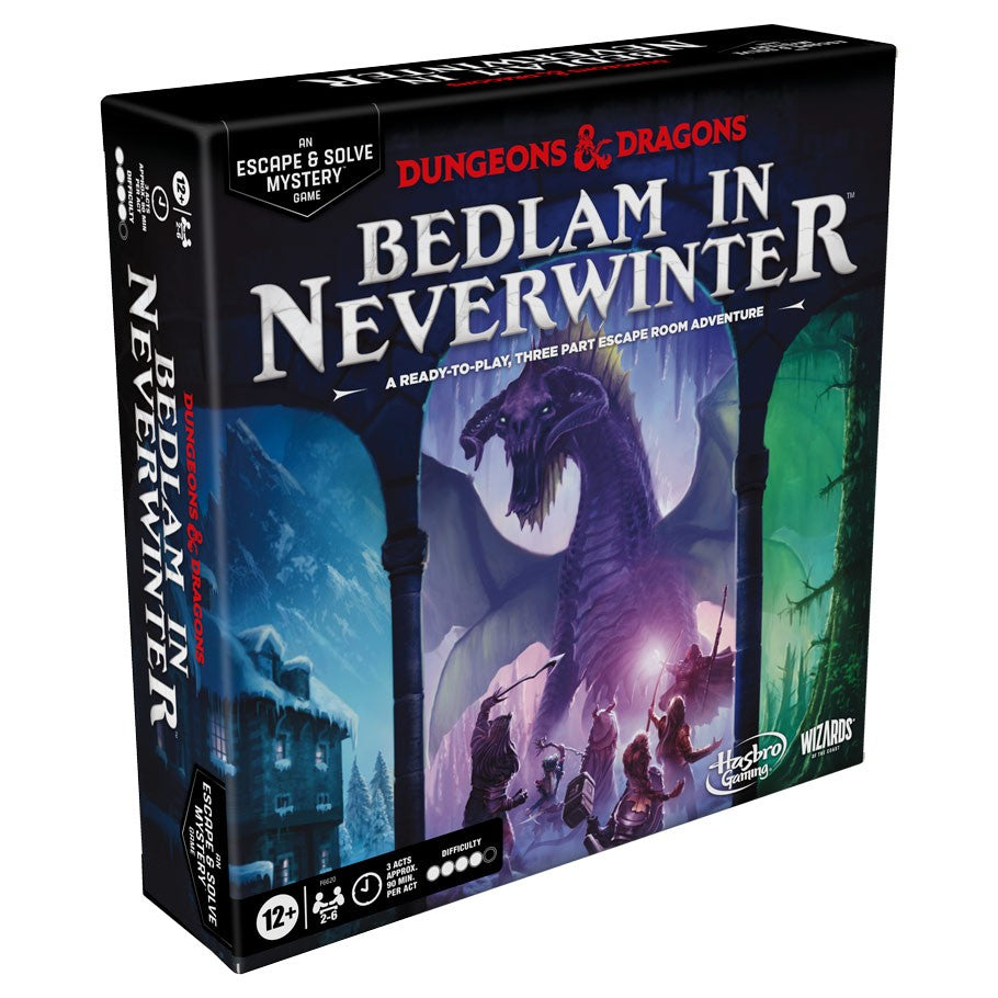 D&D: Bedlam in Neverwinter - Dungeons & Dragons Bedlam in Neverwinter board game with a dragon and adventurers on the cover.