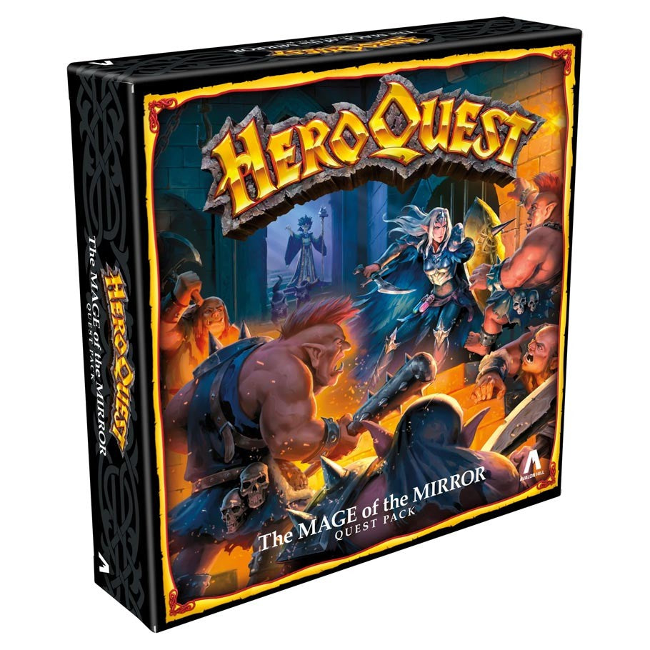 HeroQuest: The Mage of the Mirror - HeroQuest The Mage of the Mirror board game box with fantasy artwork of a wizard facing monsters in a dark dungeon.