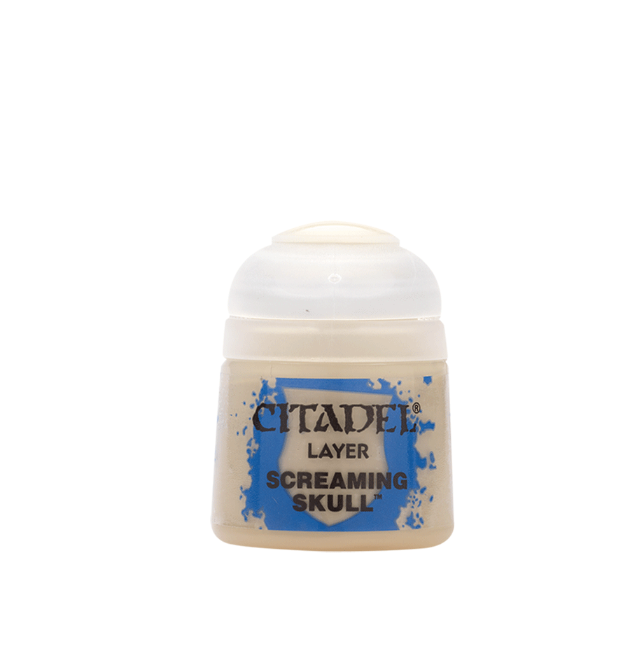 Citadel Layer Paint: Screaming Skull - Citadel Layer Paint pot in beige labeled Screaming Skull with white flip-top lid.