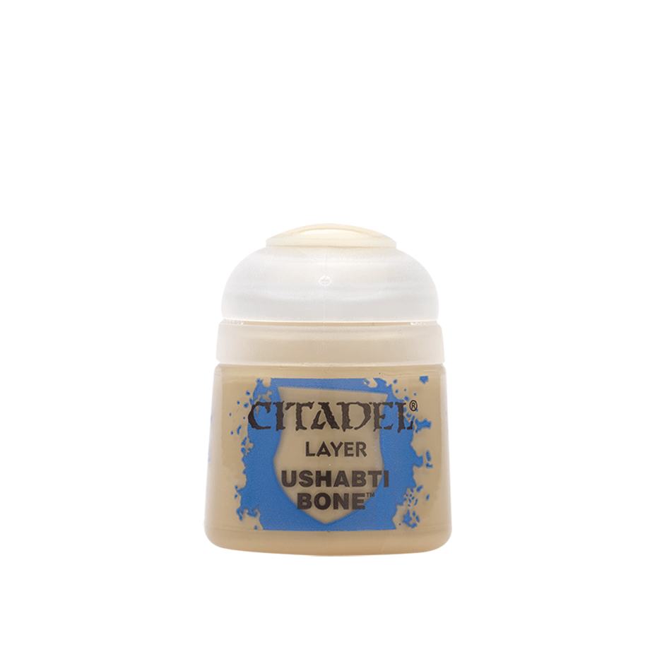 Citadel Layer Paint: Ushabti Bone - Small pot of Citadel Layer Paint in creamy Ushabti Bone shade with clear plastic lid.