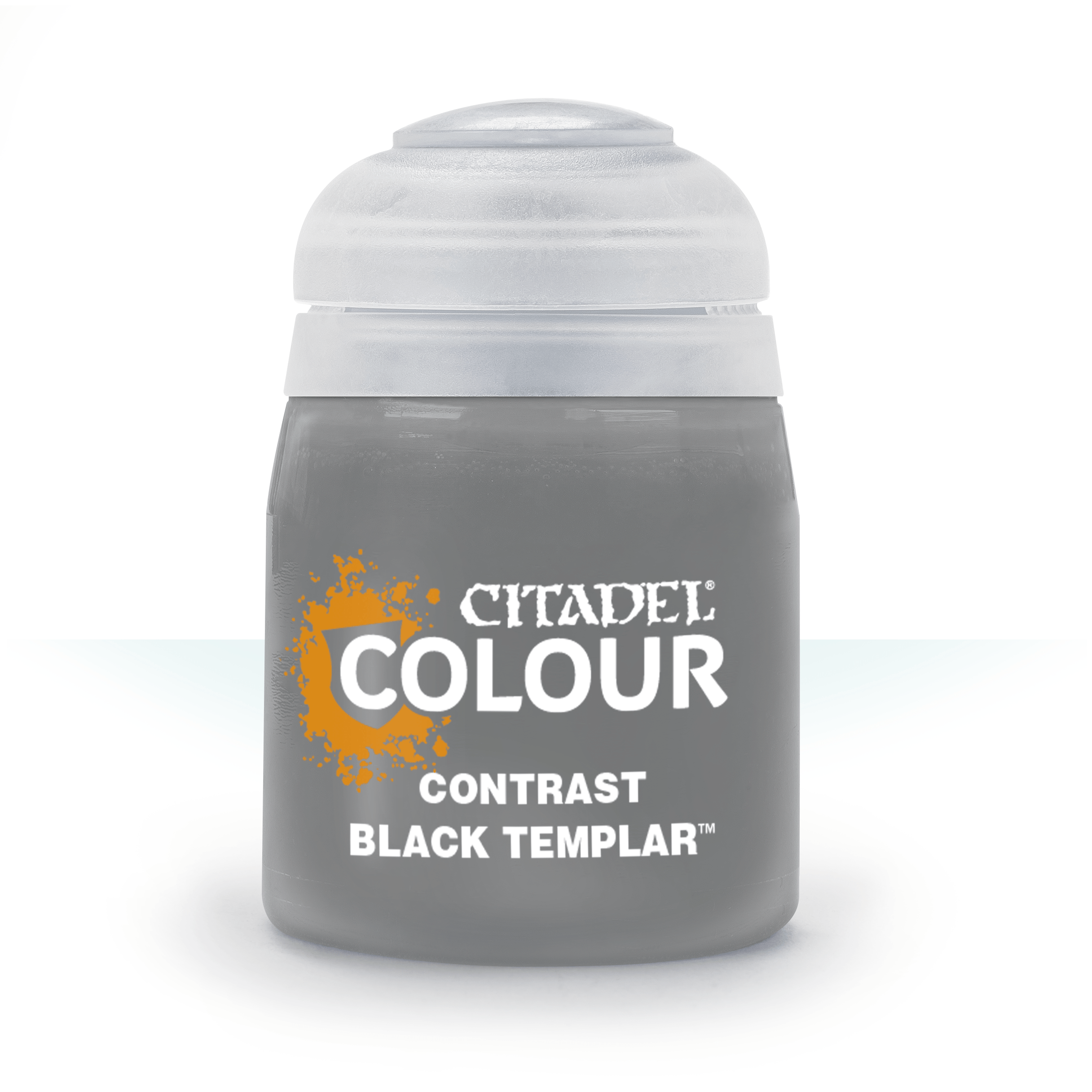 Citadel Contrast Paint: Black Templar - Citadel Colour Contrast Black Templar paint bottle with gray label and white cap.