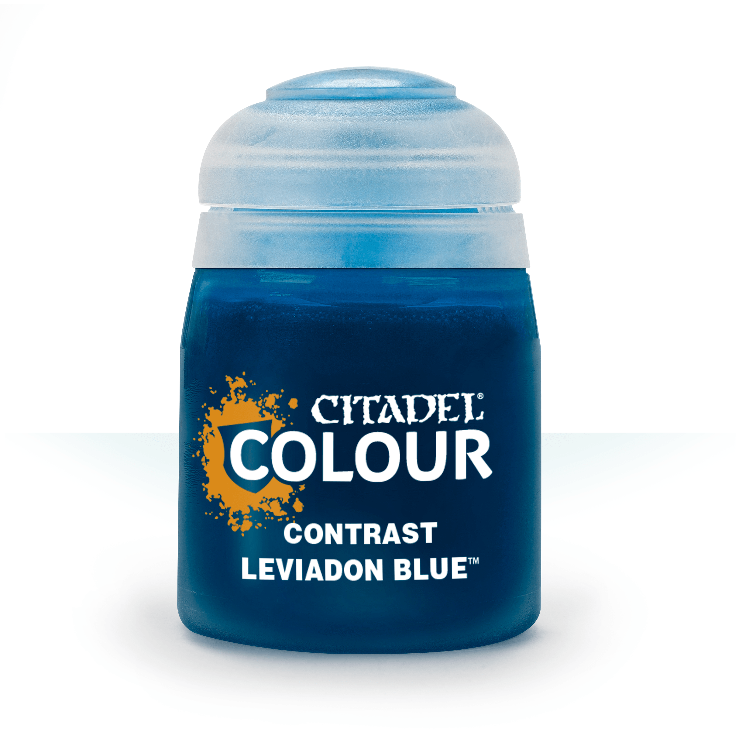 Citadel Contrast Paint: Leviadon Blue - Citadel Colour Contrast Leviadon Blue paint pot with clear lid and dark blue label.