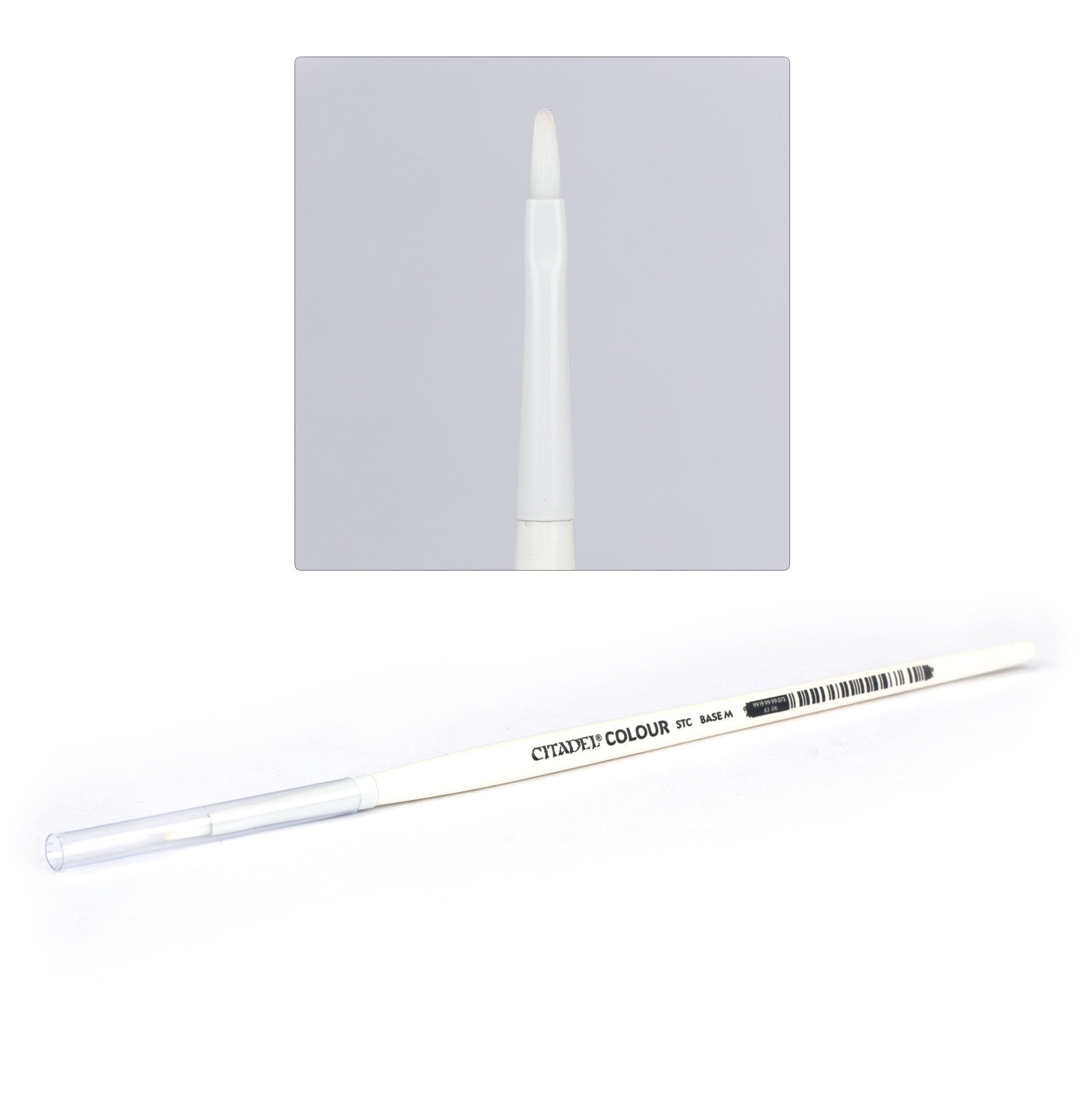 Citadel - Medium Synthetic Base Brush - White synthetic paintbrush with a fine pointed tip and white handle labeled "Citadel Colour".