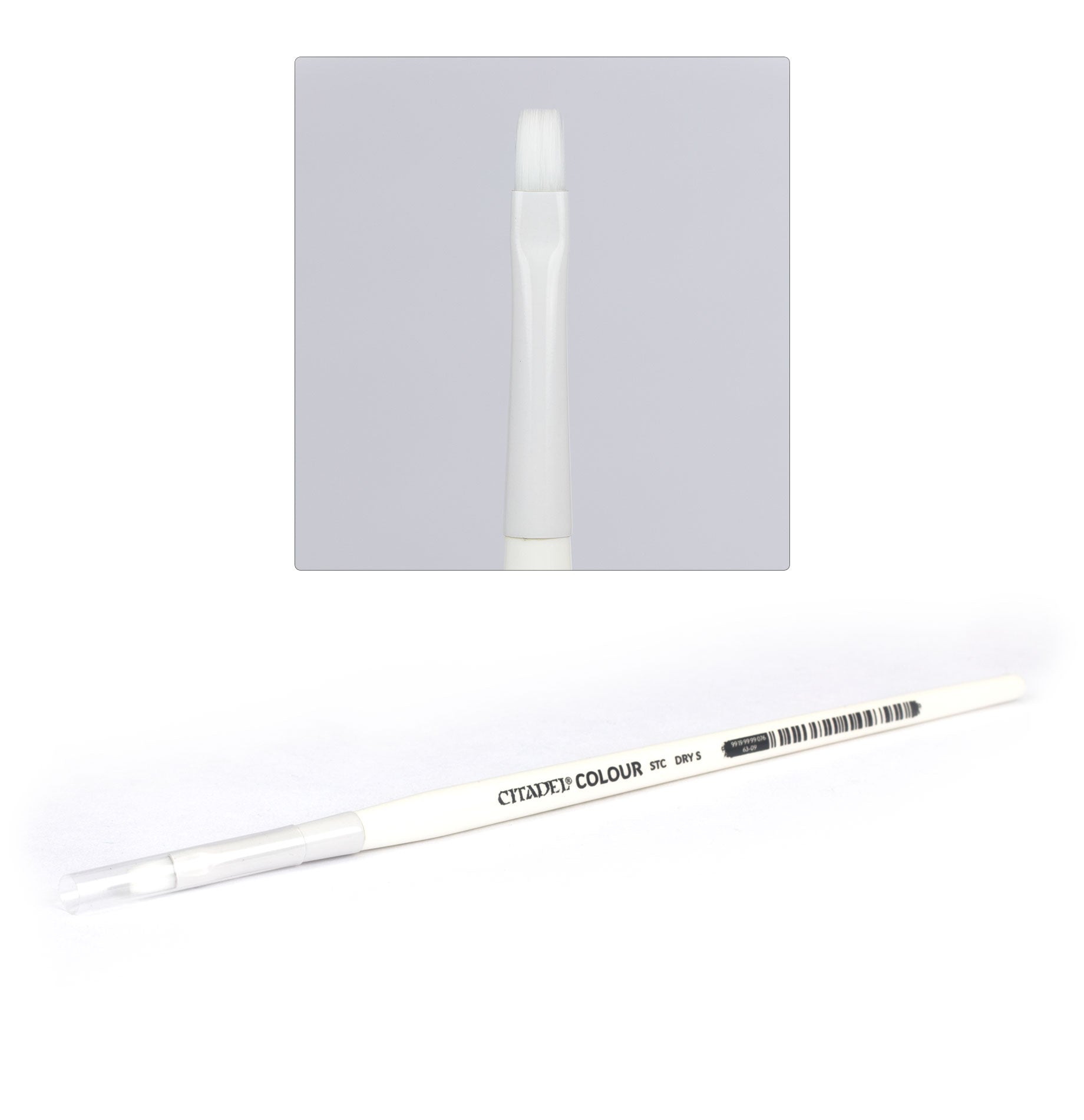 Citadel - Small Synthetic Dry Brush - Small white synthetic dry brush with fine bristles and clear protective cap.