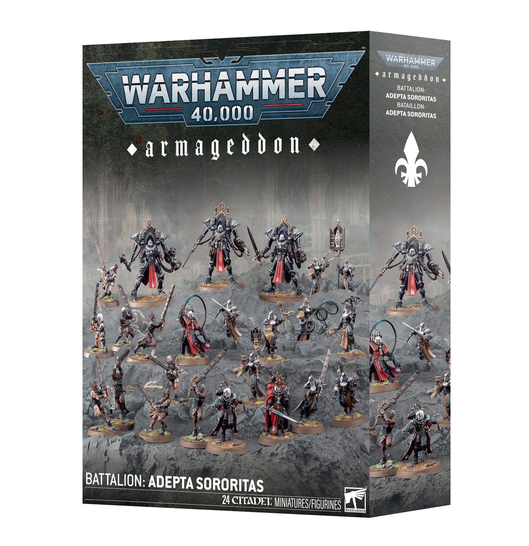 Warhammer 40,000 - Adepta Sororitas - Armageddon Battalion (PREORDER) - Warhammer 40,000 Adepta Sororitas Armageddon Battalion box featuring detailed gothic female warrior miniatures in black.