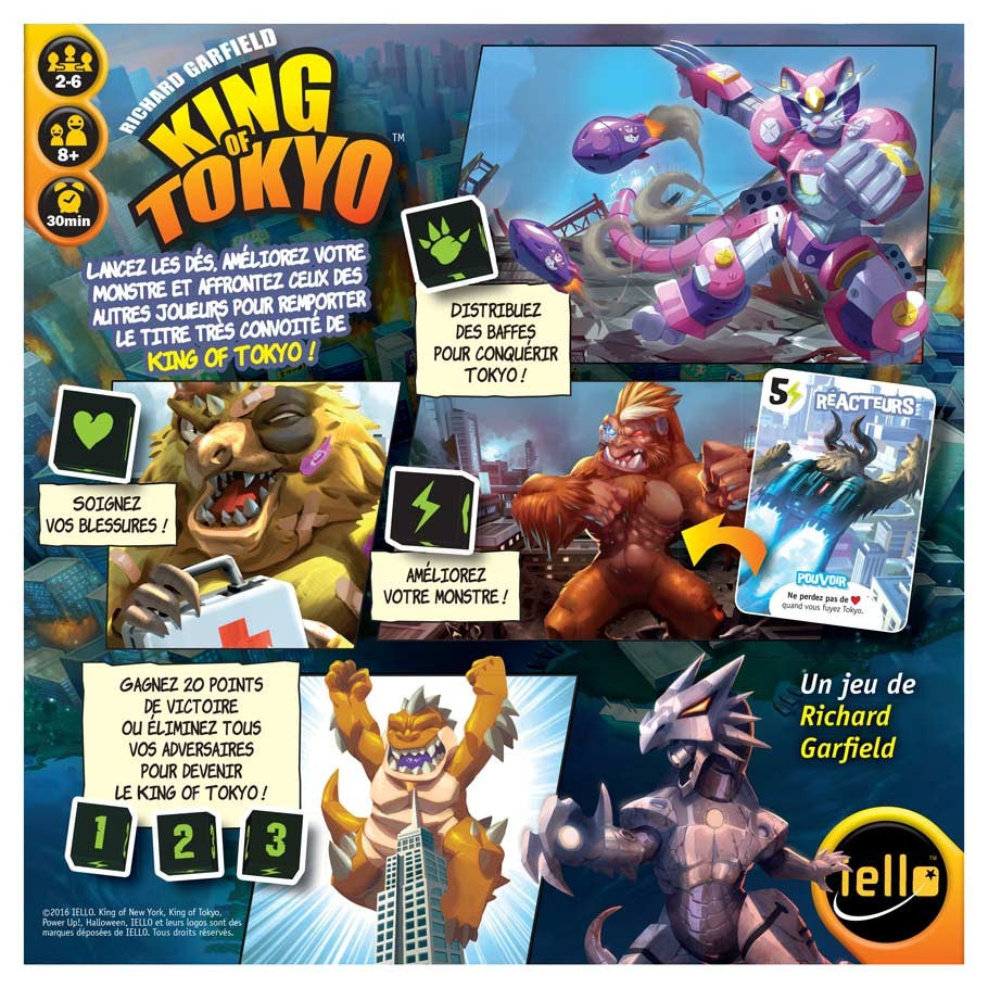 King of Tokyo 2E - King of Tokyo 2E board game box featuring colorful monster illustrations and gameplay icons.