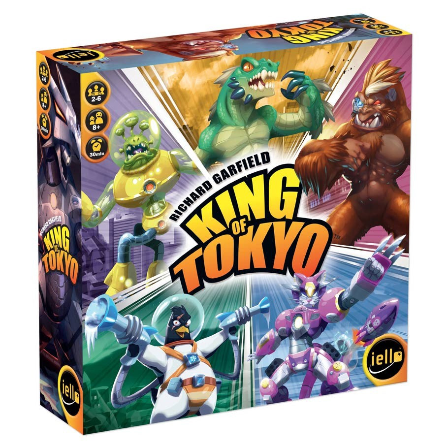 King of Tokyo 2E - King of Tokyo 2E board game box with colorful monster characters battling on cityscape background.