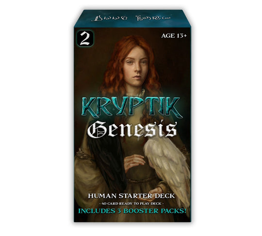 Kryptic TCG - Genesis Wave 2 Human Starter Deck - Kryptic Genesis Wave 2 Human Starter Deck box featuring a red-haired woman with fur-lined cloak on dark background.