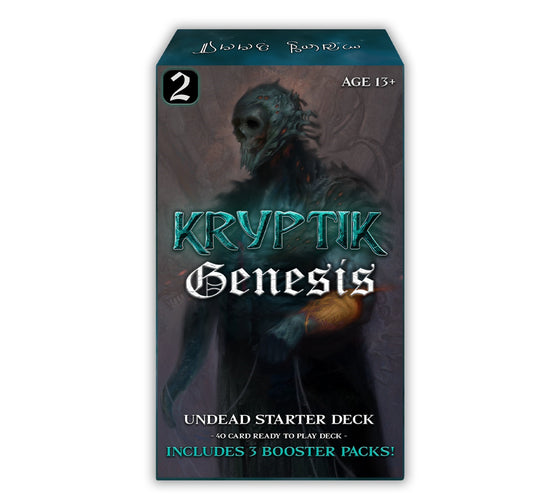 Kryptic TCG - Genesis Wave 2 Undead Starter Deck - Kryptic Genesis Wave 2 Undead Starter Deck box with eerie undead figure and glowing blue text.