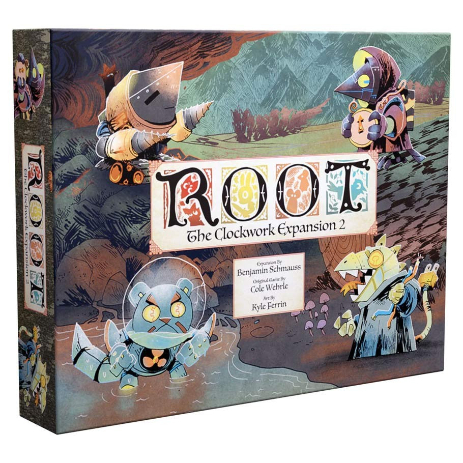 Root: The Clockwork Expansion 2 - Root The Clockwork Expansion 2 board game box with illustrated anthropomorphic animal warriors in a forest setting.