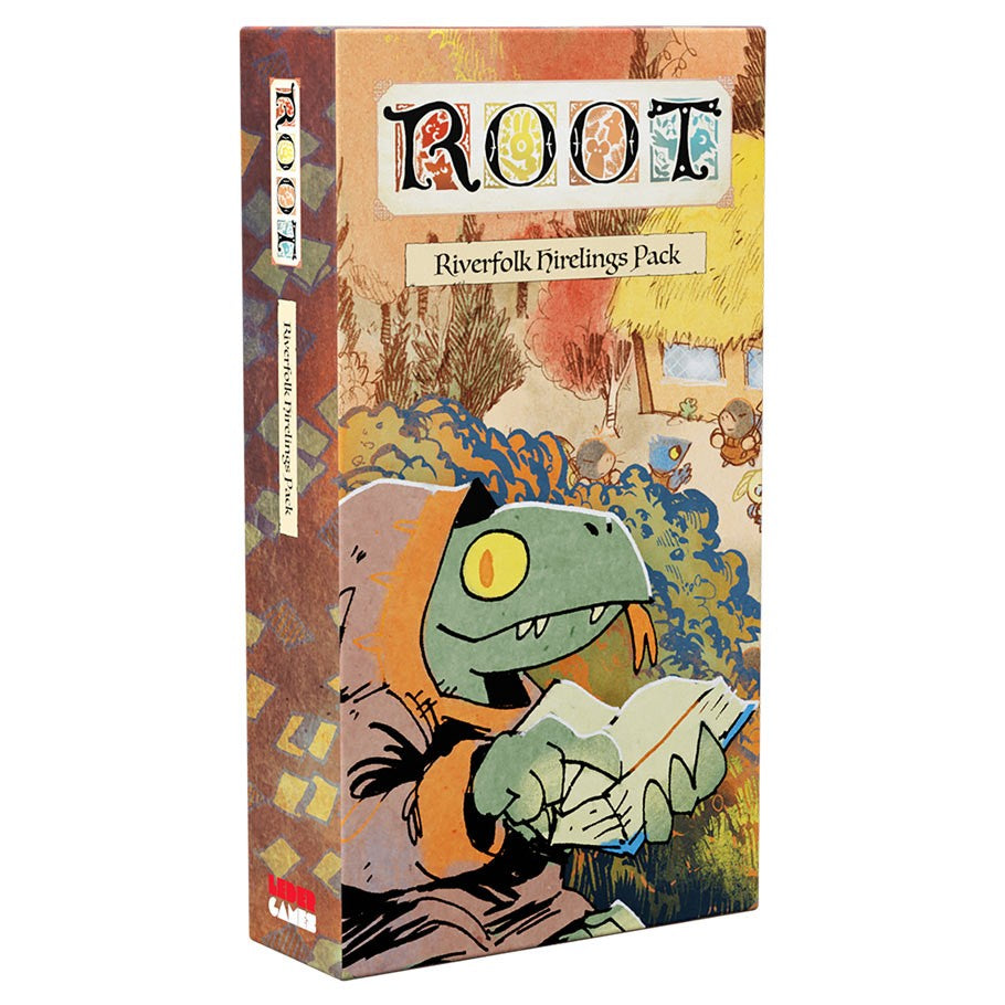 Root: Riverfolk Hirelings Pack - Root Riverfolk Hirelings Pack expansion box with illustrated reptilian character holding a map.