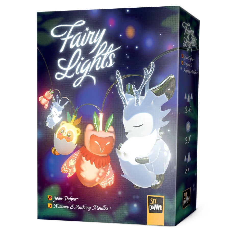 Fairy Lights - Fairy Lights card game box featuring glowing illustrated forest creatures on a dark blue background.