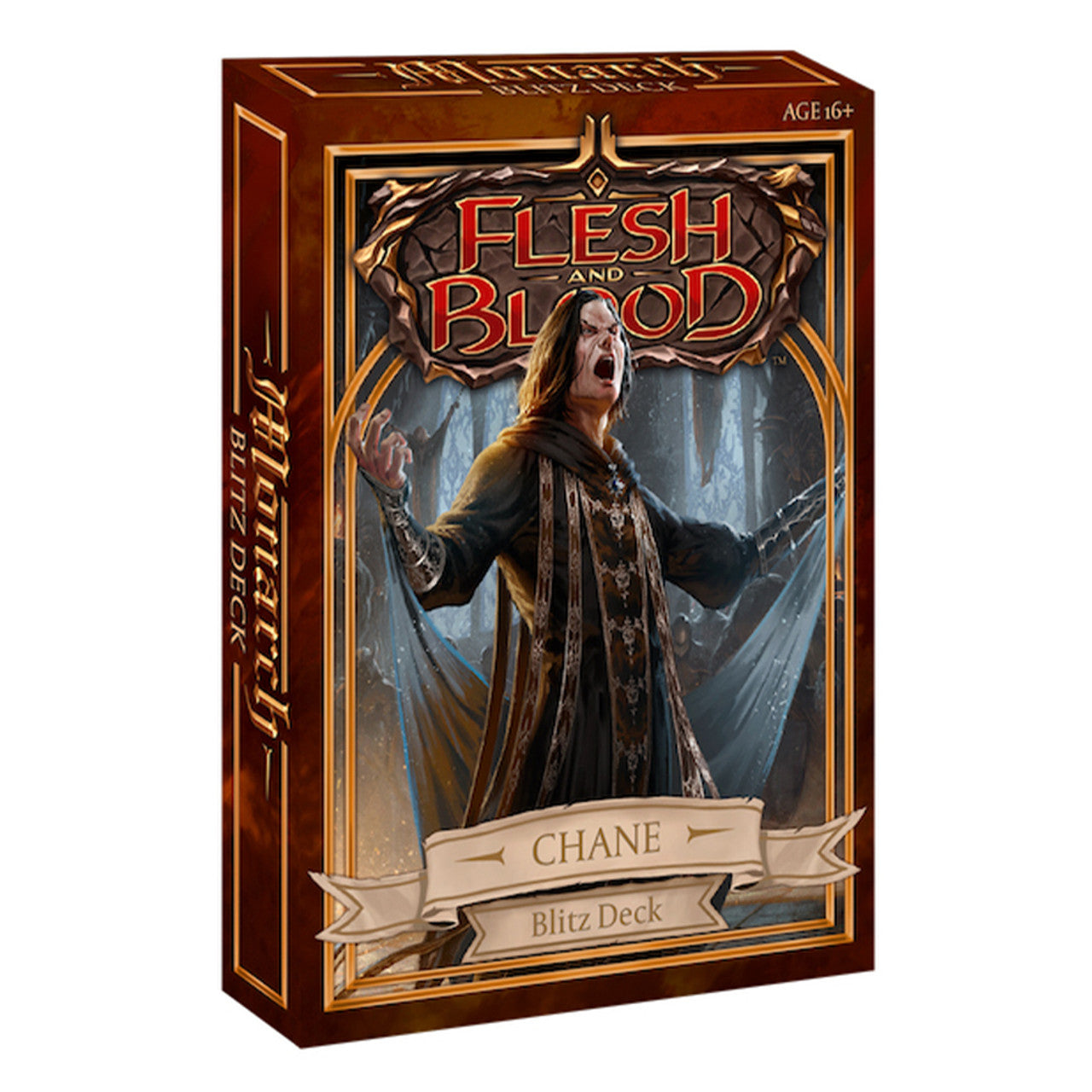 Flesh and Blood - Monarch - Blitz Deck - Chane - Flesh and Blood Monarch Blitz Deck featuring Chane with dark, mystical artwork on box.