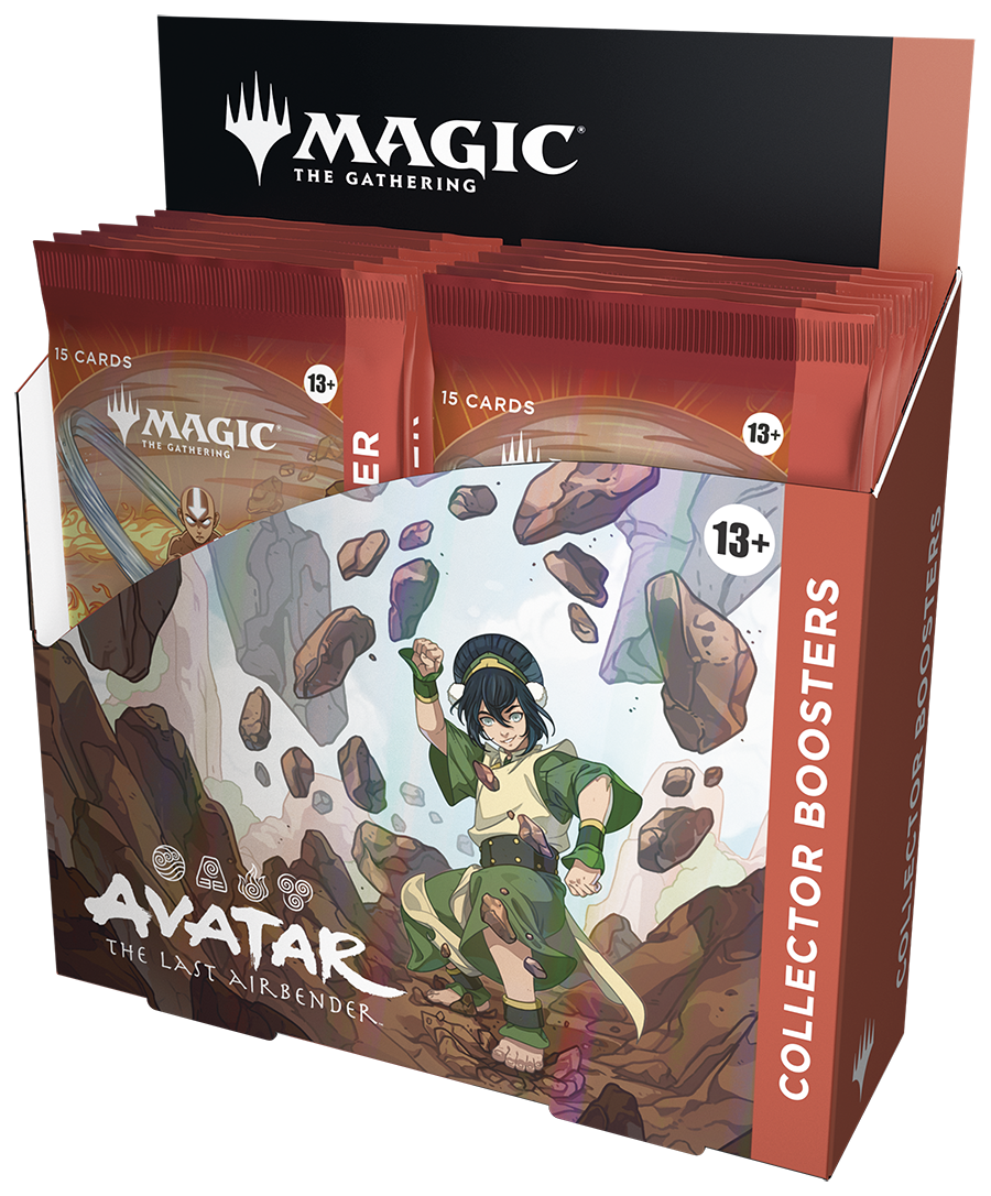 Magic: The Gathering - Avatar: The Last Airbender Collector Booster Box - The Gathering Avatar: The Last Airbender collector booster box with colorful character artwork on front and red-orange.