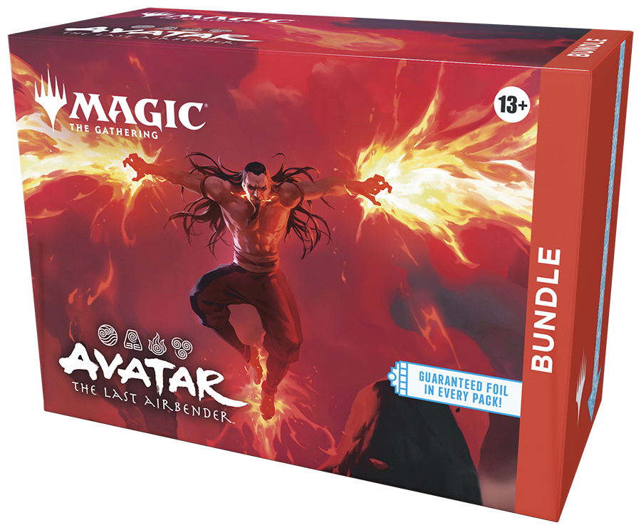 Magic: The Gathering - Avatar: The Last Airbender Bundle - The Gathering Avatar: The Last Airbender Bundle box with fiery red and orange tones featuring a character with fire powers.