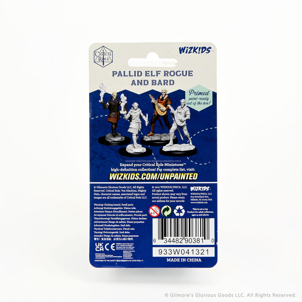 Critical Role Mini: Pallid Elf Rogue & Bard Male - Unpainted Pallid Elf Rogue and Bard male miniatures from Critical Role collection by WizKids.
