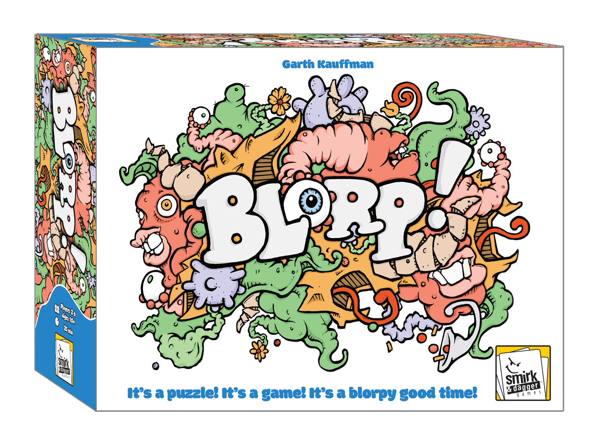 Blorp! (PREORDER) - Colorful puzzle box with whimsical, cartoonish creatures surrounding large, playful "Blorp!" text on the front.