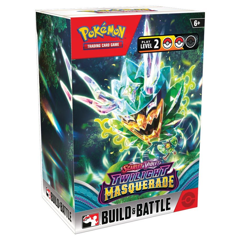 Pokemon Scarlet & Violet: Twilight Masquerade. Level 2 Build and battle box with Teal Mask Ogerpon ex on the front.
